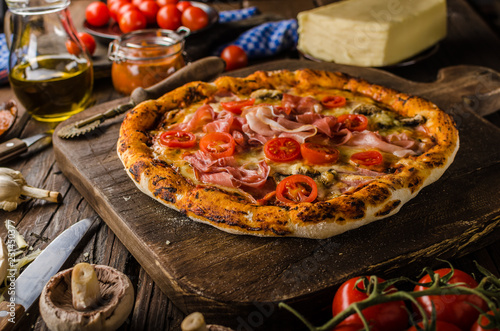 Rustic old style vintage pizza