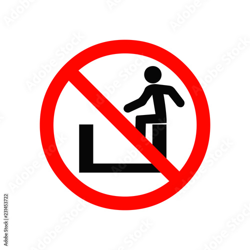 No sitting. Do not sit on surface, prohibition sign, vector illustration.
