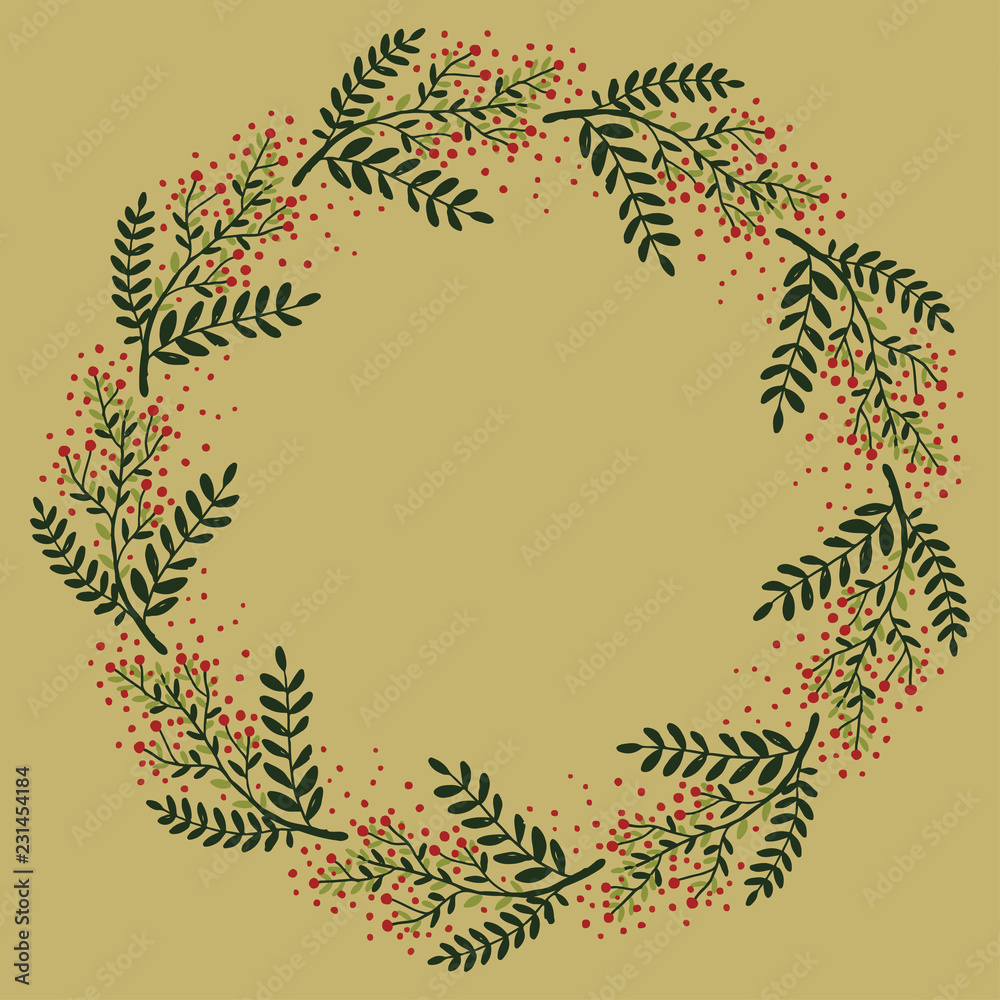 Christmas Wreath with Round Frame for Cards Design Vector Layout with Copyspace Can be use for Decorative Kit, Invitations, Greeting Cards, Blogs, Posters, Merry Christmas and Happy New Year. Christmas Wreath with Round Frame for Cards Design Vector Layout with Copyspace Can be use for Decorative Kit, Invitations, Greeting Cards, Blogs, Posters, Merry Christmas and Happy New Year.
