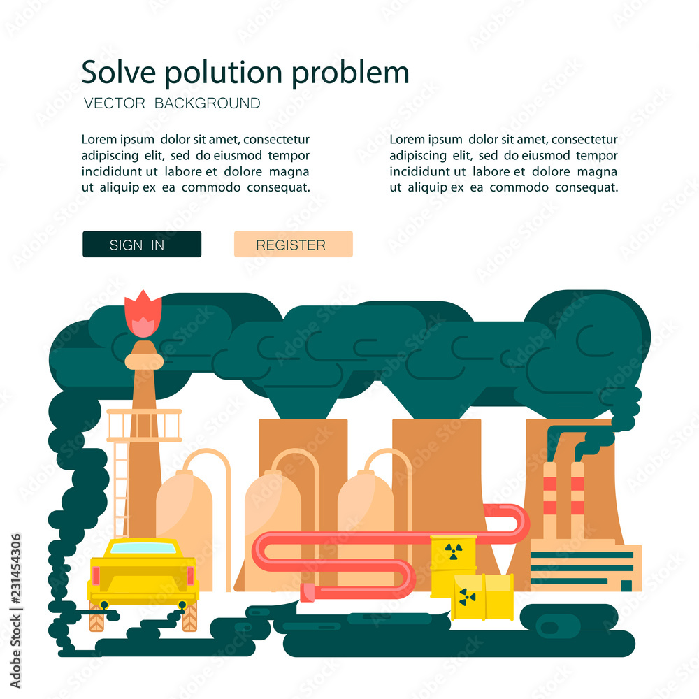 Plakat Solve polution problem banner design template.