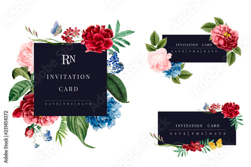 Set of floral frame illustrations