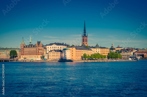 Riddarholmen island with Riddarholm Church spires, Stockholm, Sweden