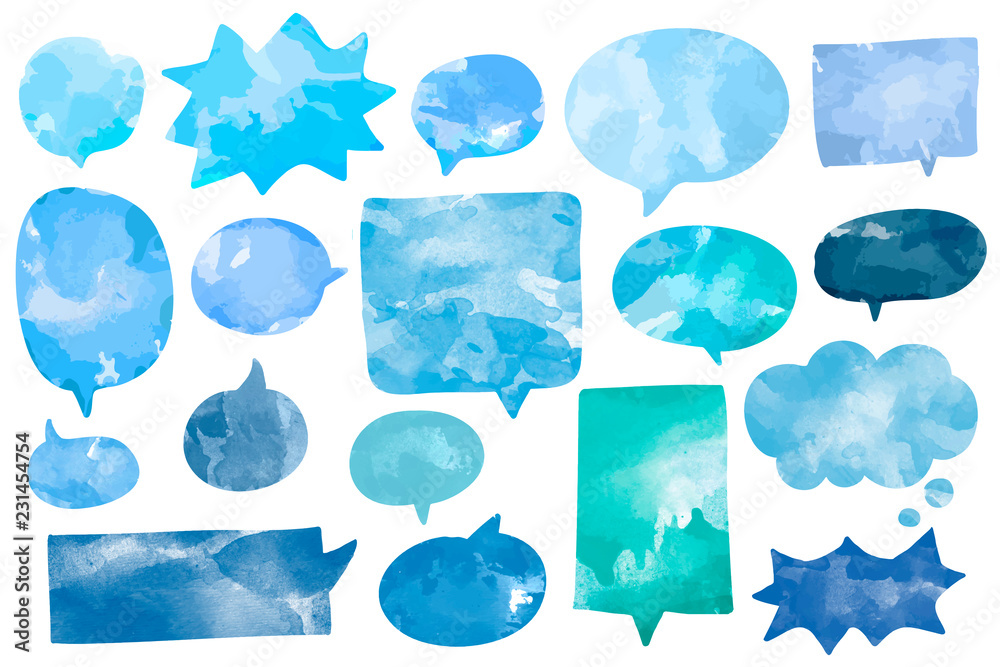 Fototapeta premium Set of watercolor speech bubbles vector