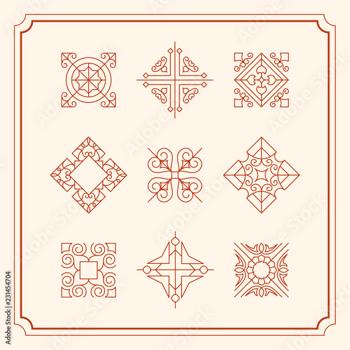 Collection of vintage ornament frame illustration