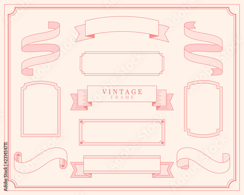 Collection of vintage ornament frame illustration