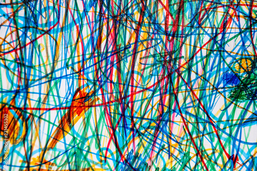 Traces of colored pencils on paper as background