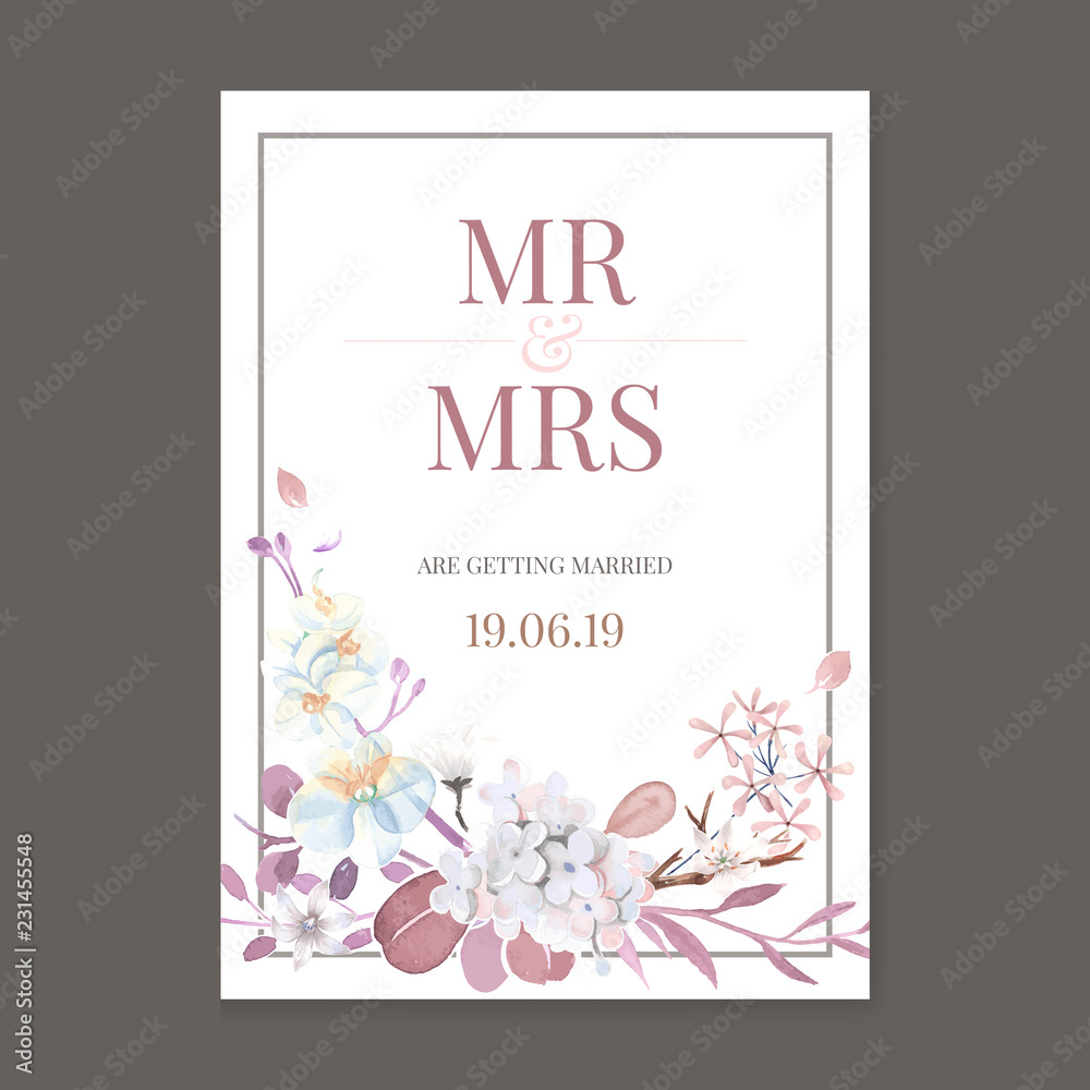 Greeting card with floral theme