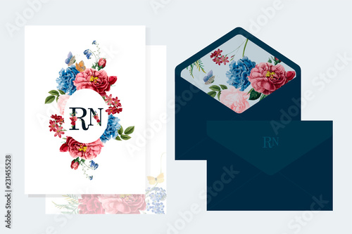 Floral invitation card mockup illustration