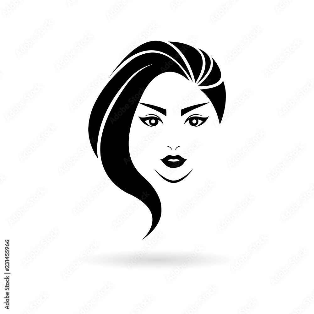 Black Women hair style icon, logo women face on white background Black Women hair style icon, logo women face on white background