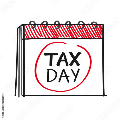 Calendar with the word tax day illustration