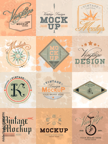 Set of vintage mockup logo design vector