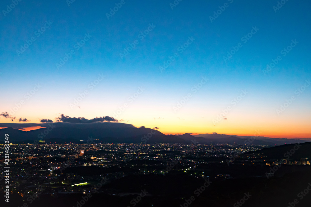 夜明け　福岡市　油山展望台からの眺望