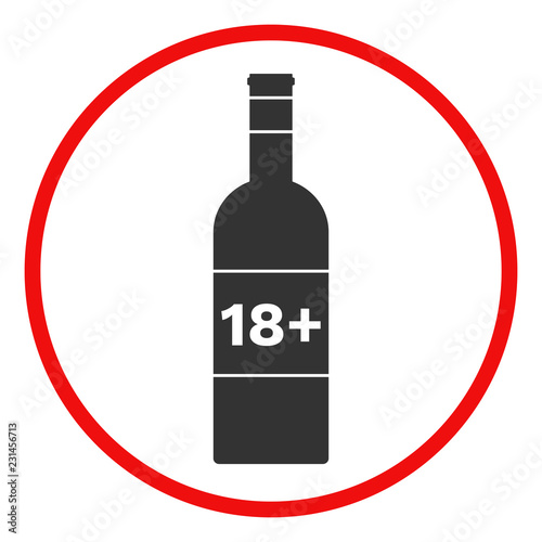 ALCOHOL 18 PLUS sign. Minimum Legal Drinking Age, MLDA notice. Vector.