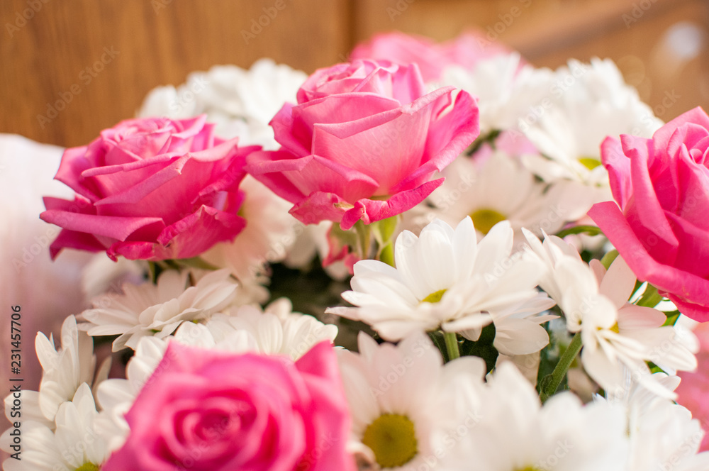 Mix of pink and white flowers