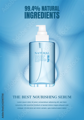 Serum floating on water surface background