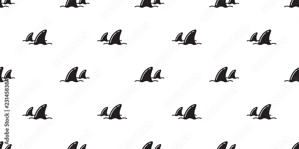 Fototapeta premium Shark fin seamless pattern vector dolphin ocean beach scarf isolated repeat wallpaper tile background