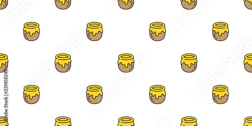 honey seamless pattern vector bear bee polar bear food bakery bake jam scarf isolated illustration tail background wallpaper