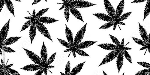 Marijuana seamless pattern Weed vector cannabis leaf camouflage scarf isolated repeat wallpaper tile background white