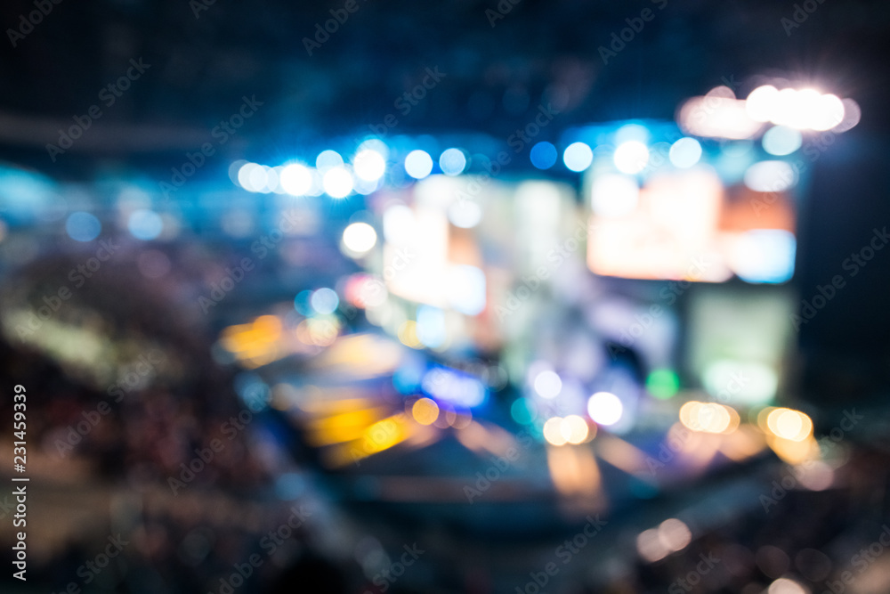 blurred view of stage lights during concert. defocused lighting