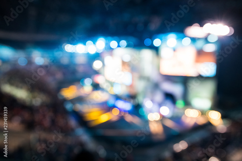 blurred view of stage lights during concert. defocused lighting