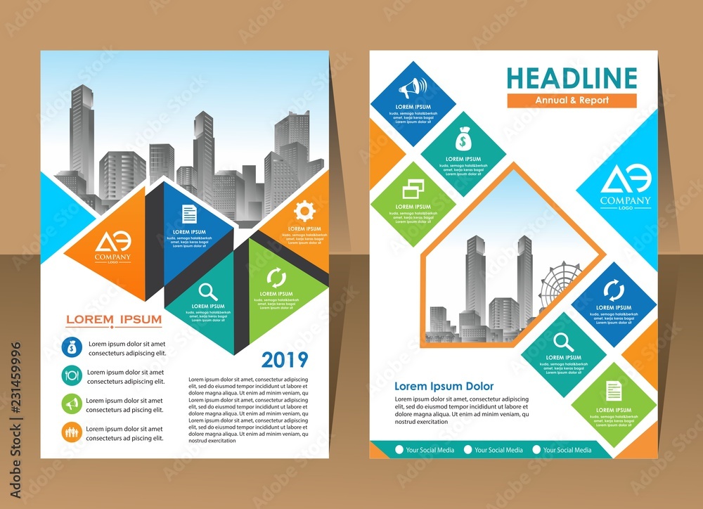 Vector flyer template design. For business brochure, leaflet or magazine cover