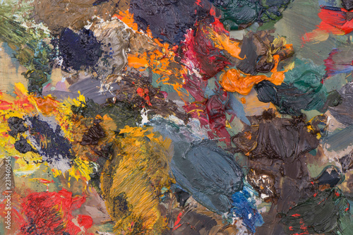 Oil paint background for text or image. Abstract oil paint texture. Multicolored scratched background.