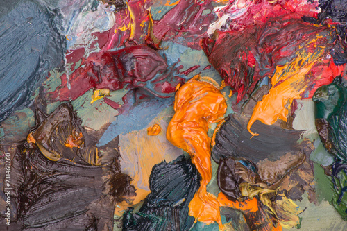 Oil paint background for text or image. Abstract oil paint texture. Multicolored scratched background.