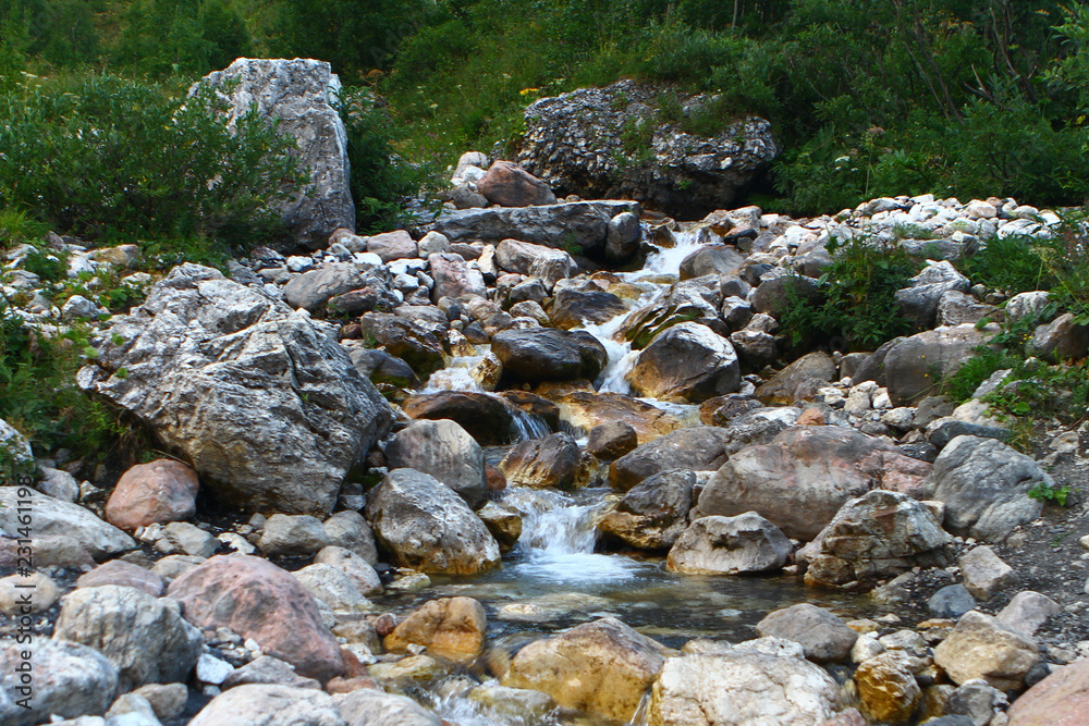 Photo of nature - spring water mountain river shot with long exposure and the wonderful rocky creek on North Caucasus Photo of nature - spring water mountain river shot with long exposure and the wonderful rocky creek on North Caucasus