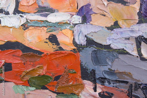 Oil paint background for text or image. Abstract oil paint texture. Multicolored scratched background.