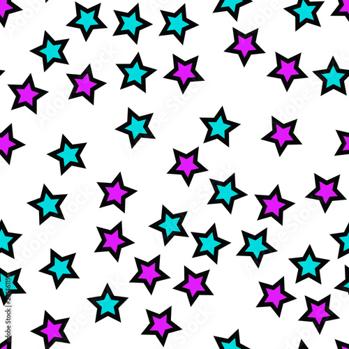 Seamless vector EPS 10 Stars and night sky. Flat geometric pattern texture. Multicolor abstract background for print and textile