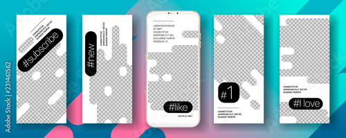 Social media Stories frame template Mobile app ui. Vector image