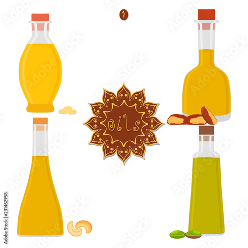 Vector illustration for set various bottles oil
