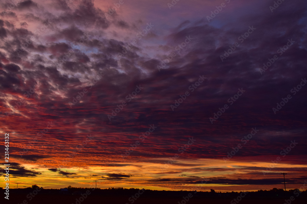 Sunrise in rural sky, United States, Michigan, The Thumb