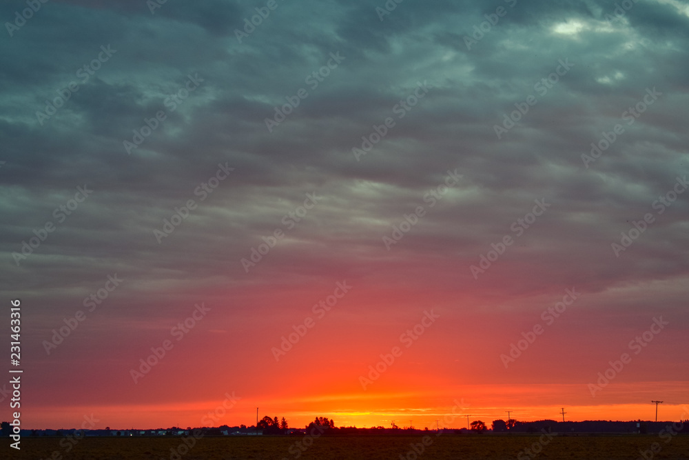 Sunrise in rural united states. Michigan, Huron County, The thumb. 