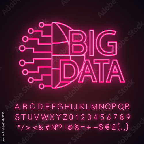 Big data neon light icon