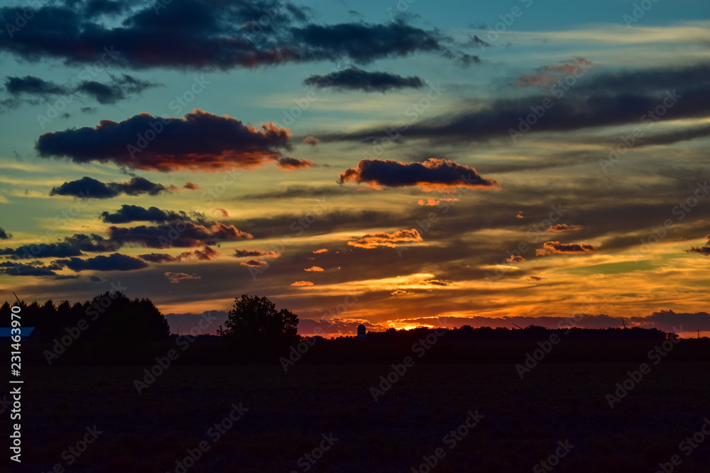 Sunset, in rural Michigan, countryside in Mid West. Sunset, in rural Michigan, countryside in Mid West.