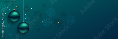 beautiful christmas balls banner with text space