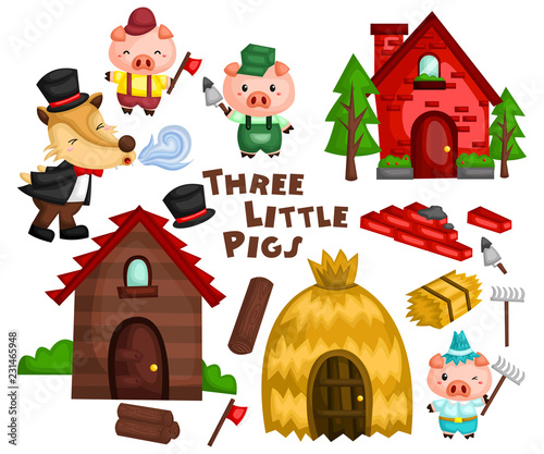
the three little pigs in a vector set ready to be used