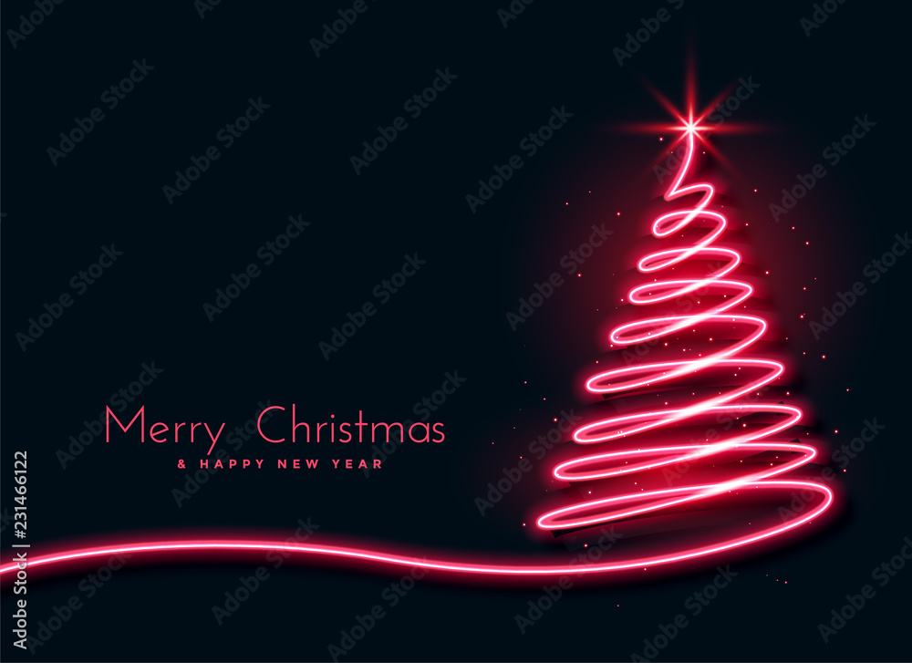 red neon christmas tree creative design background red neon christmas tree creative design background