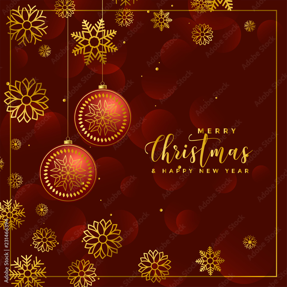 luxury christmas balls and snowflakes decoration background