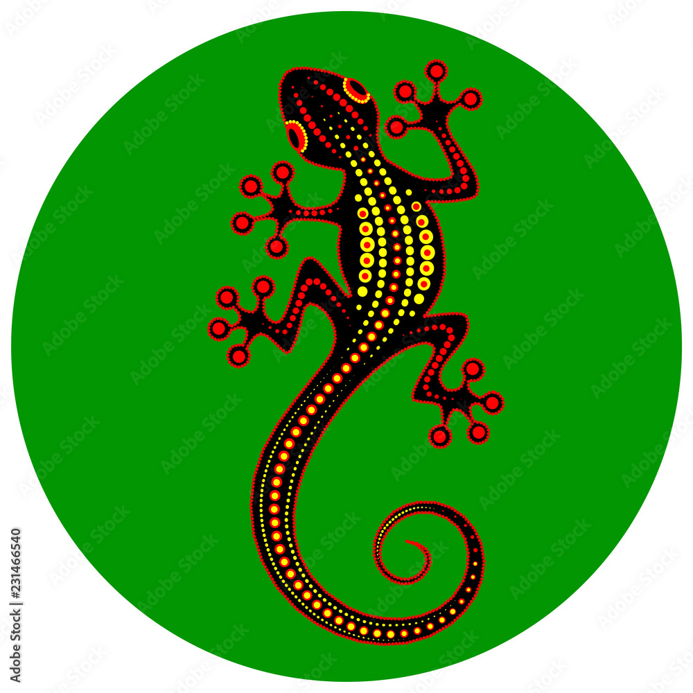 Obraz premium Image of an abstract lizard on a green background
