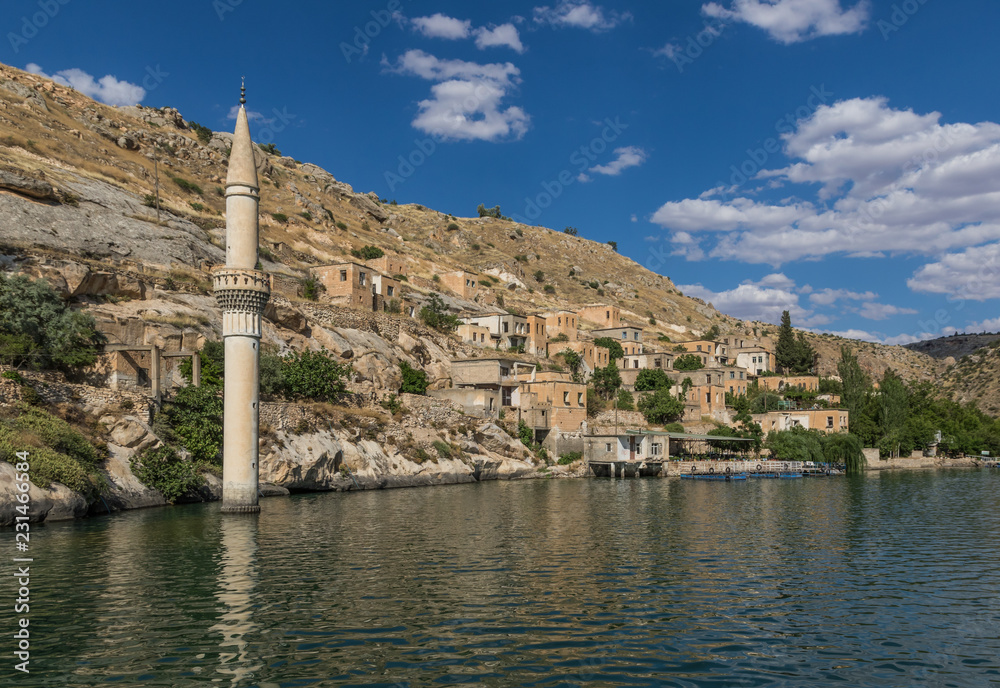 Halfeti, Turkey - Most of the village was submerged in the 1990s under the waters behind the dam on the Euphrates. Here in particular the old village nowadays