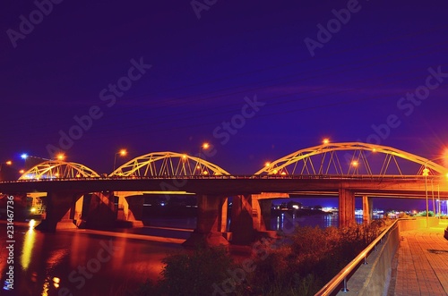 Bridge in the evening with midnight blue sky 