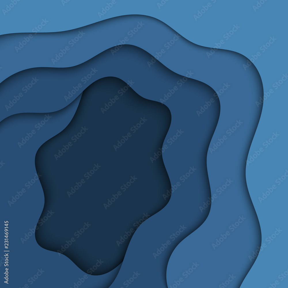 Abstract blue wavy paper cut background. Abstract blue wavy paper cut background.