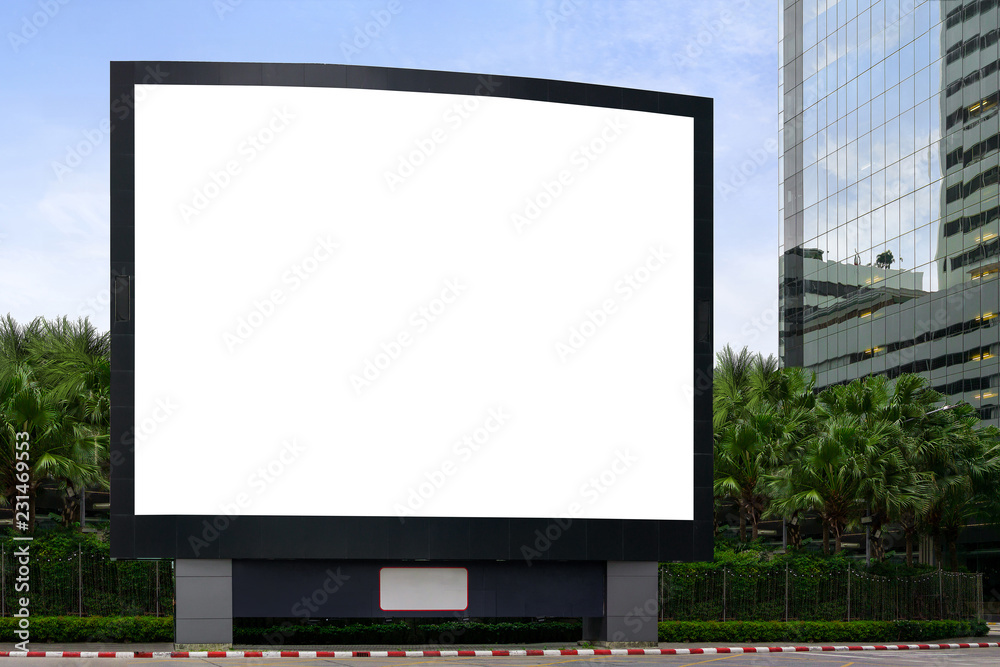 Blank advertising billboard LCD advertisement for adjust your message at modern building in the city with nice sky , mock up selective focus with clipping path. Blank advertising billboard LCD advertisement for adjust your message at modern building in the city with nice sky , mock up selective focus with clipping path.