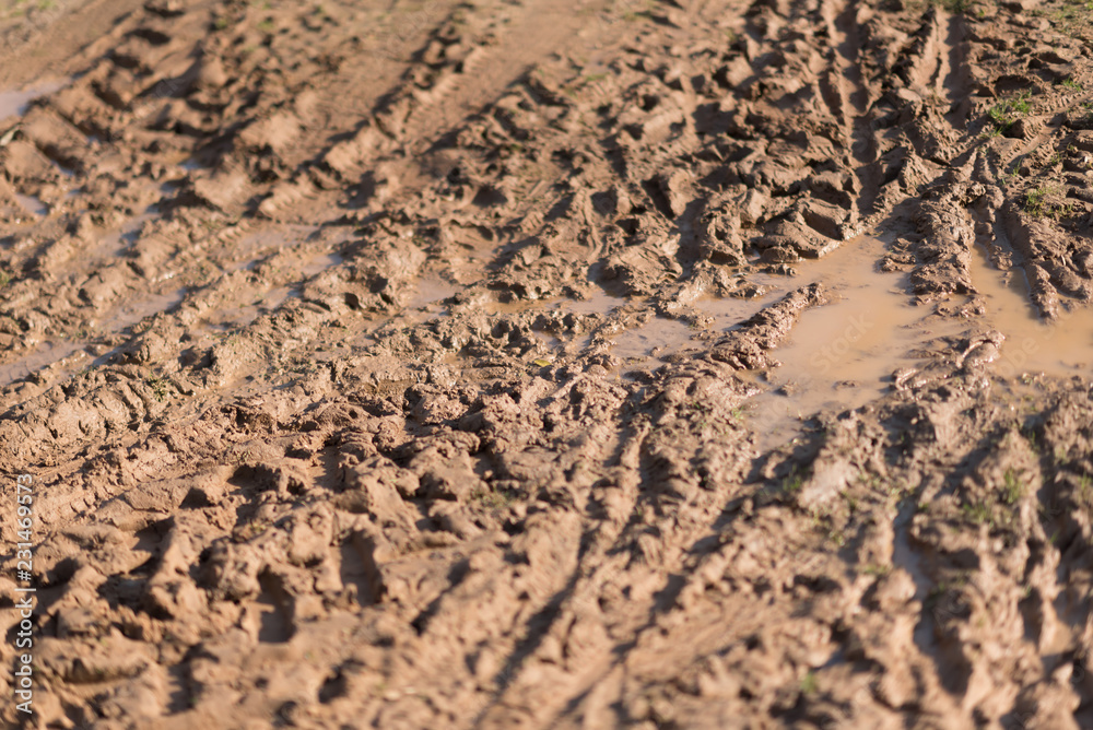 Puddle and mud with tire track texture Puddle and mud with tire track texture