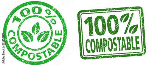 100% compostable stamps in grunge texture