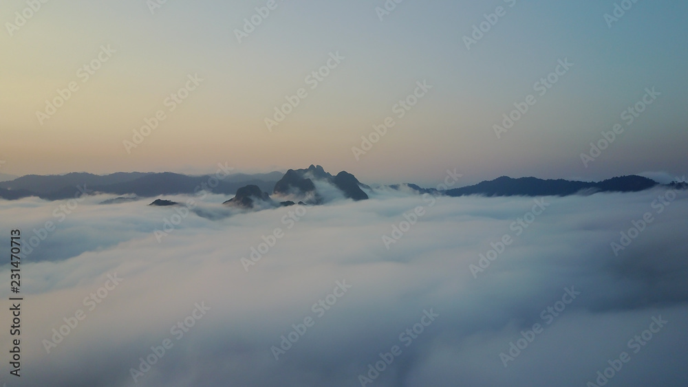 Aerial Khao Sok National Park with jungle and Clouds Aerial Khao Sok National Park with jungle and Clouds