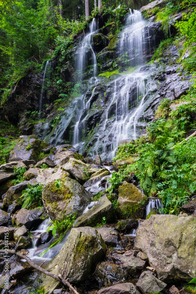 Germany, Brilliant magic mood at Zweribach downfall in black forest nature landscape Germany, Brilliant magic mood at Zweribach downfall in black forest nature landscape