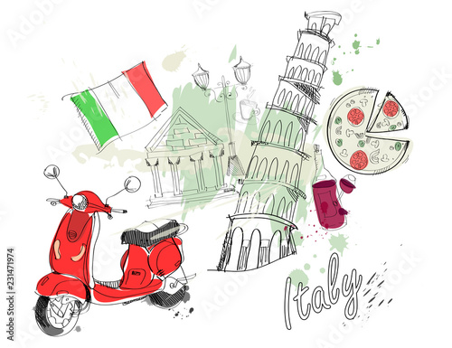Italy. Colored vector set